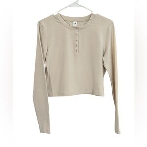 Yogalicious - Woman’s Velvety Valetina Henley Crop Top - Size Med -New With Tags